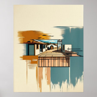 Poster Villa Vintage do Mediterrâneo