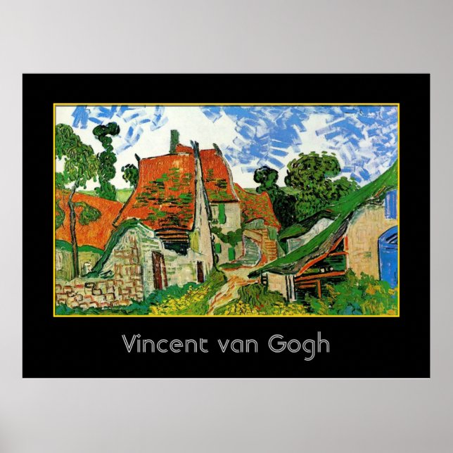Pôster Village Street em Auvers, Vincent van Gogh (Frente)