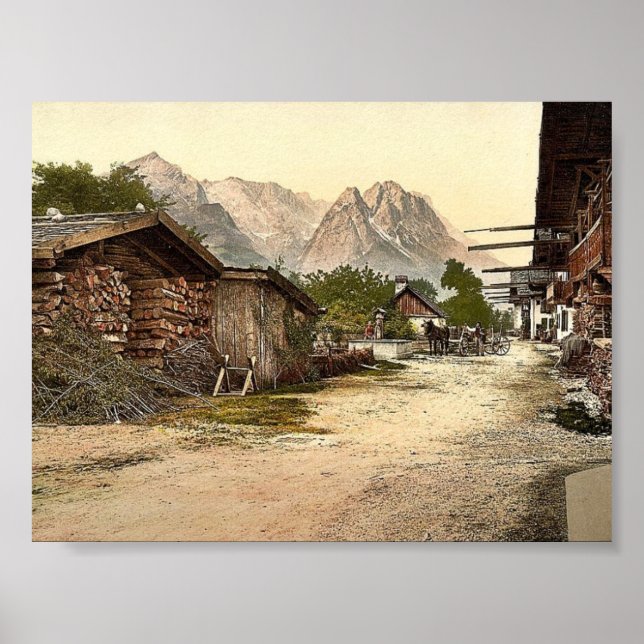 Poster Village street, Garmisch, Upper Bavaria, Alemanha  (Frente)