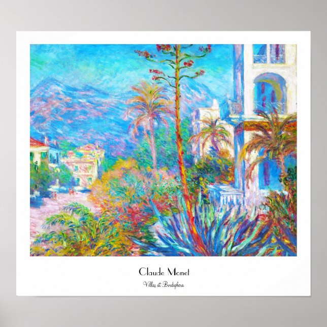 Poster Villas em Bordighera Claude Monet (Frente)