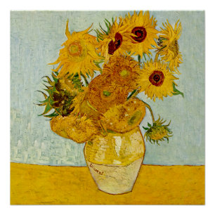 Pôster Vincent Van Gogh 12 Girassóis Impressionista