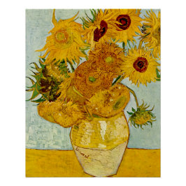 Pôster Vincent Van Gogh 12 Girassóis Impressionista