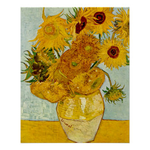 Pôster Vincent Van Gogh 12 Girassóis Impressionista