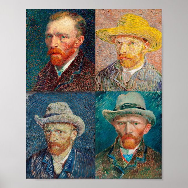 Poster Vincent Van Gogh 1887 - Colagem de Autoretrato (Frente)