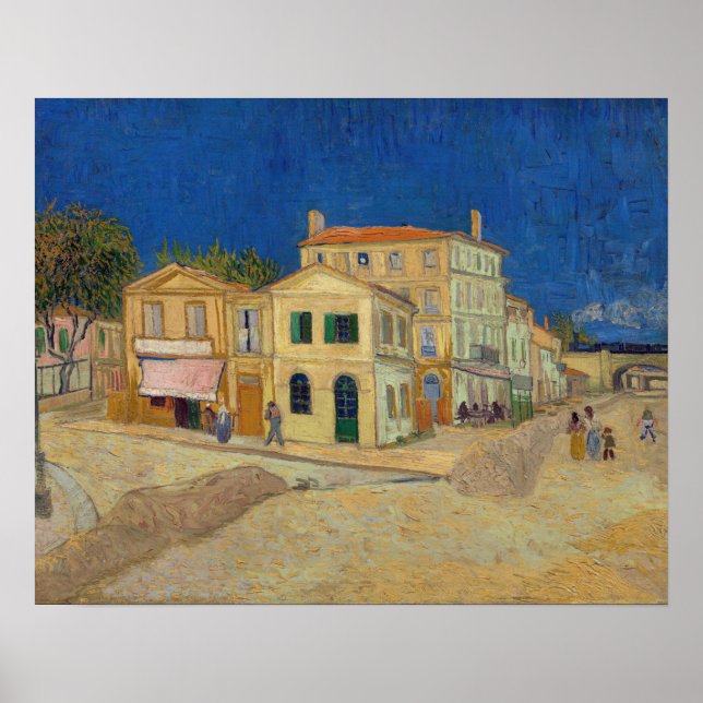 Poster Vincent van Gogh - A Casa Amarela / A Rua (Frente)