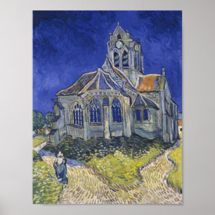 Poster Vincent Van Gogh A Igreja na Pintura de Arte de Au