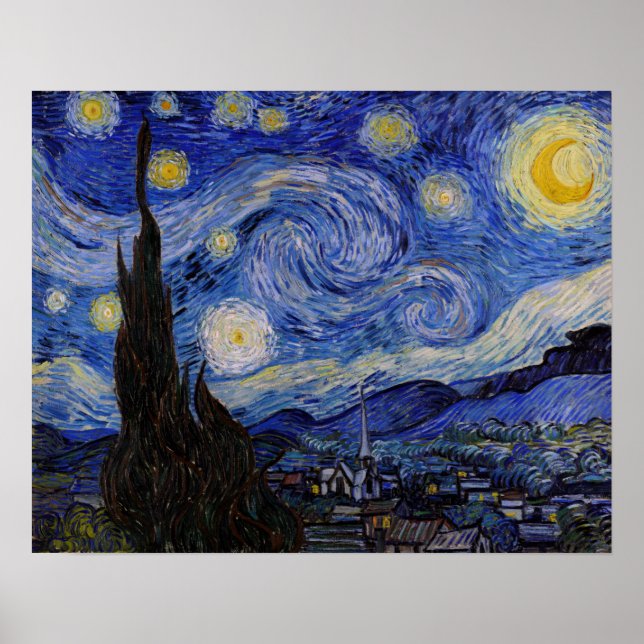 Poster Vincent Van Gogh - A noite de Starry (Frente)