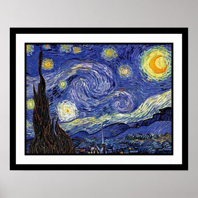 Poster Vincent Van Gogh - A Noite Estrelada Arte Fina (Frente)