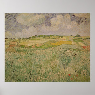 Pôster Vincent van Gogh a planície em Auvers, 1890