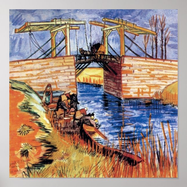 Pôster Vincent Van Gogh - A Ponte de Langlois em Arles (Frente)