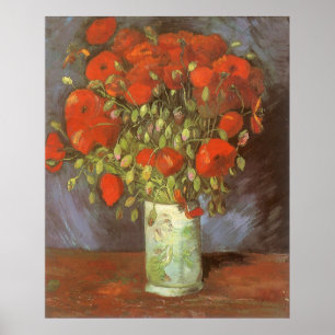 Poster Vincent van Gogh Ainda Vase Vida com Poppies Verme