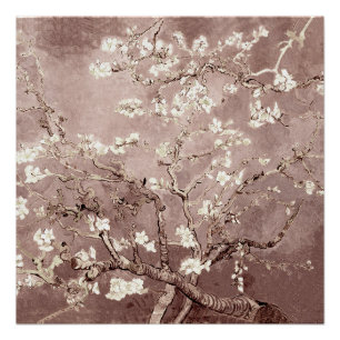 Pôster Vincent Van Gogh Almond Blossoms Beige Taupe