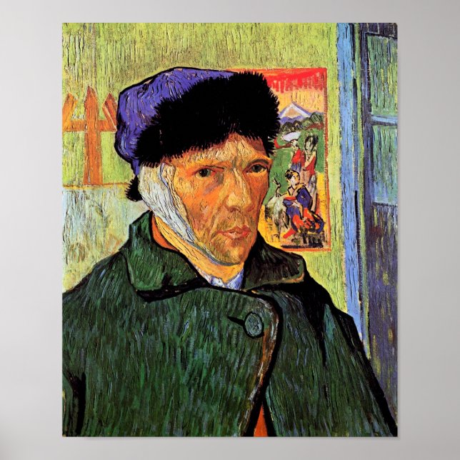 Pôster Vincent Van Gogh - Autorretrato com a Orelha Corta (Frente)