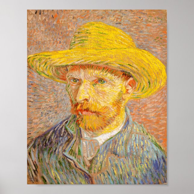 Poster Vincent Van Gogh autorretrato com arte de chapéu d (Frente)