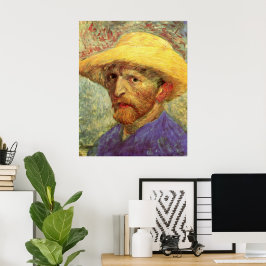 Pôster Vincent van Gogh autorretrato com chapéu de palha
