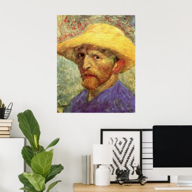 Pôster Vincent van Gogh autorretrato com chapéu de palha (Escritório em casa)