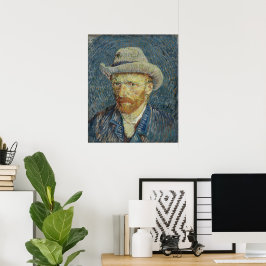 Poster Vincent van Gogh autorretrato com Cinza Felt Hat