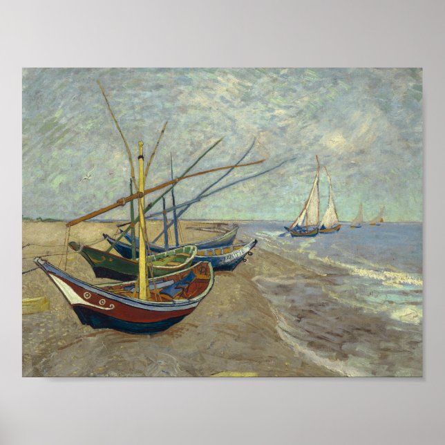 Poster Vincent van Gogh - Barcos de Pesca na Praia (Frente)