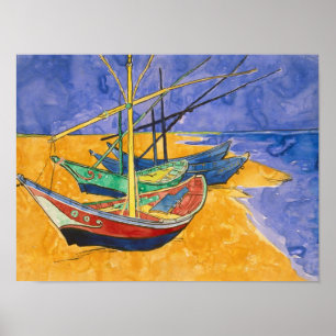 Pôster Vincent van Gogh   Barcos de pesca na praia