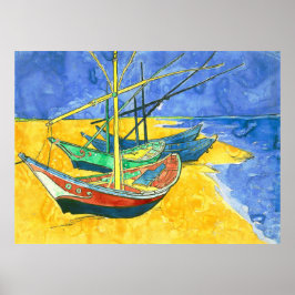 Poster Vincent van Gogh Boats em Saintes-Marie watercol
