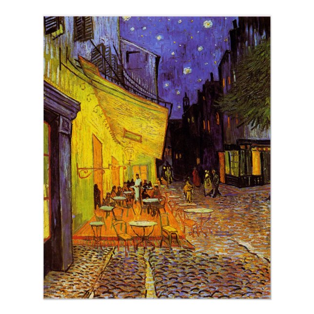 Pôster Vincent Van Gogh Cafe Terrace À Noite Em Belas Art (Frente)