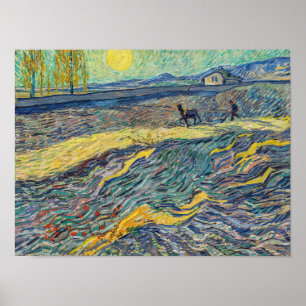 Poster Vincent van Gogh - Campo com agricultores a lavrar