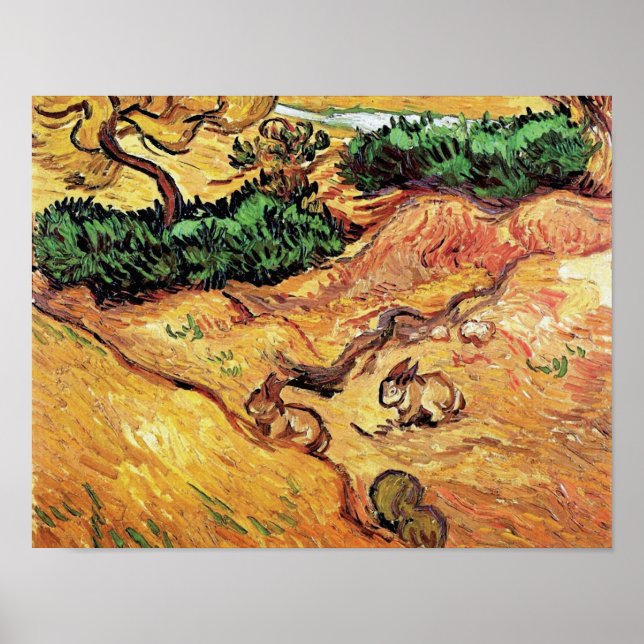 Pôster Vincent Van Gogh - Campo Com Dois Coelhos De Belas (Frente)