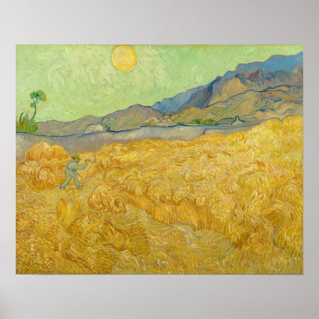 Poster Vincent van Gogh - Campo de Trigo com Ceifador (Frente)