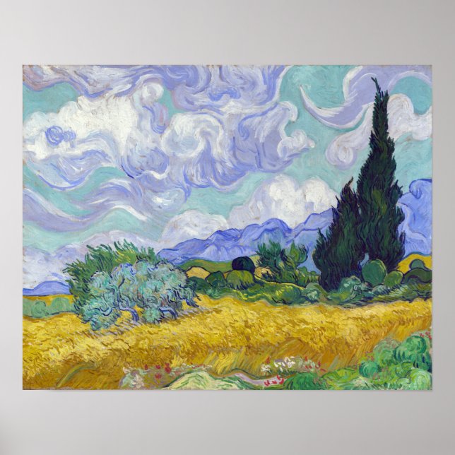 Poster Vincent Van Gogh - Campo de Trigo com Cipras (Frente)