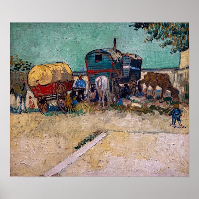 Poster Vincent Van Gogh - Caravanas, Campo de Ciganos per (Frente)