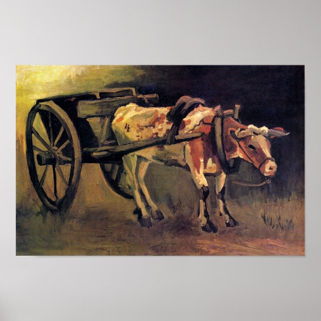 Pôster Vincent Van Gogh - Carroça Com Boi Vermelho E Bran (Frente)