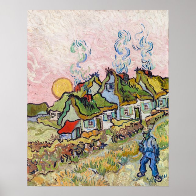Poster Vincent van Gogh - Casas e Figura (Frente)