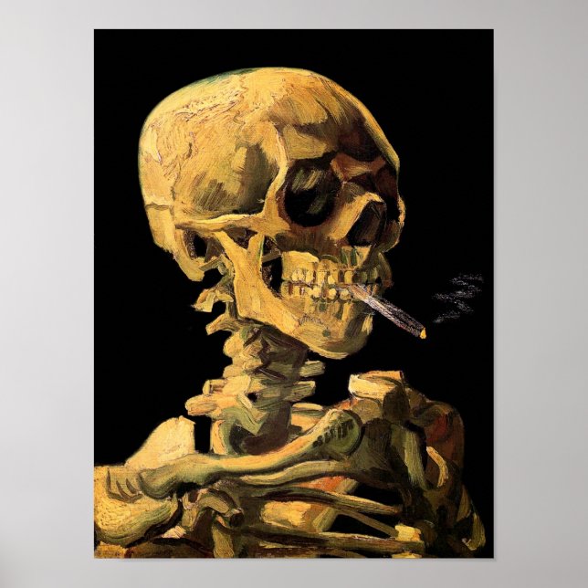 Pôster Vincent Van Gogh - Caveira Com Cigarro Aceso (Frente)