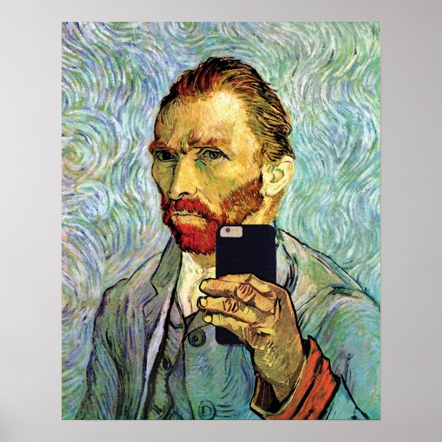 Pôster Vincent Van Gogh Cellphone Selfie autorretrato (Frente)