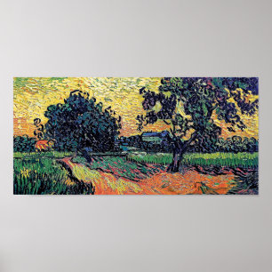 Poster Vincent Van Gogh - Chateau Of Auvers At Sunset