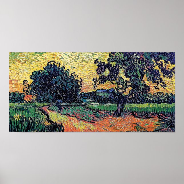 Poster Vincent Van Gogh - Chateau Of Auvers At Sunset (Frente)