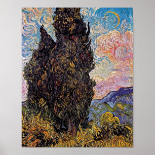 Poster Vincent Van Gogh - Ciprestes Amante das Árvores Ar