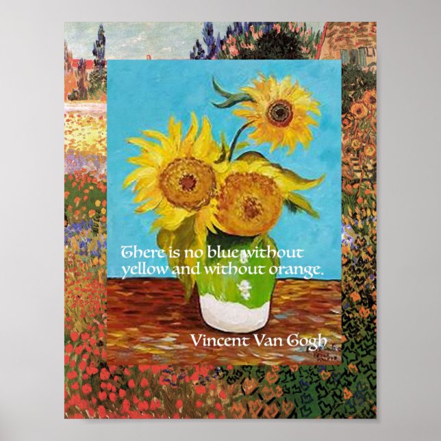 Poster Vincent Van Gogh, citação de Girassol (Frente)