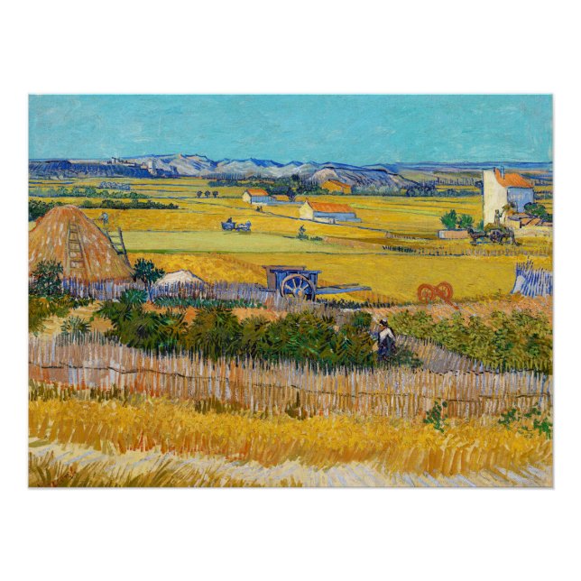 Pôster Vincent van Gogh - Colheita em La Crau (Frente)