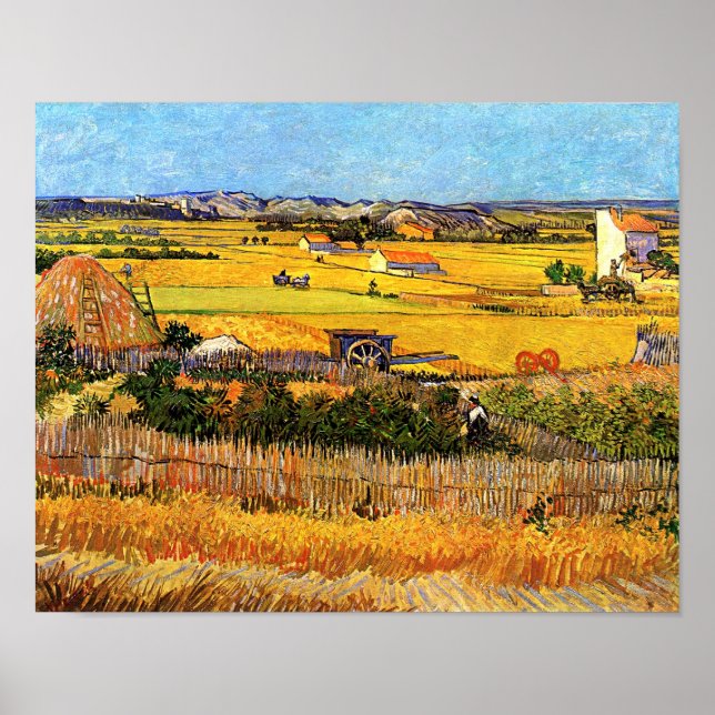 Poster Vincent Van Gogh - Colheita em La Crau Fine Art (Frente)