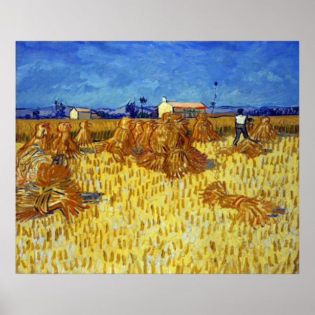 Poster Vincent van Gogh Corn Harvest em Provença (Frente)