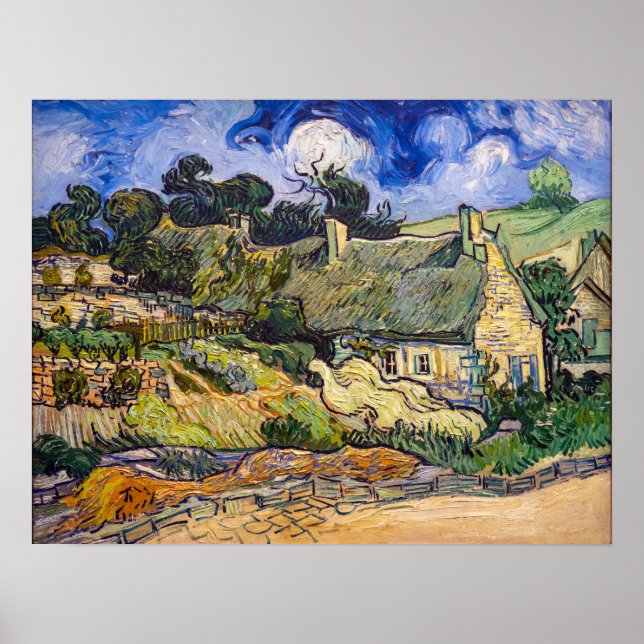 Poster Vincent Van Gogh - Cottages achados em Cordeville (Frente)