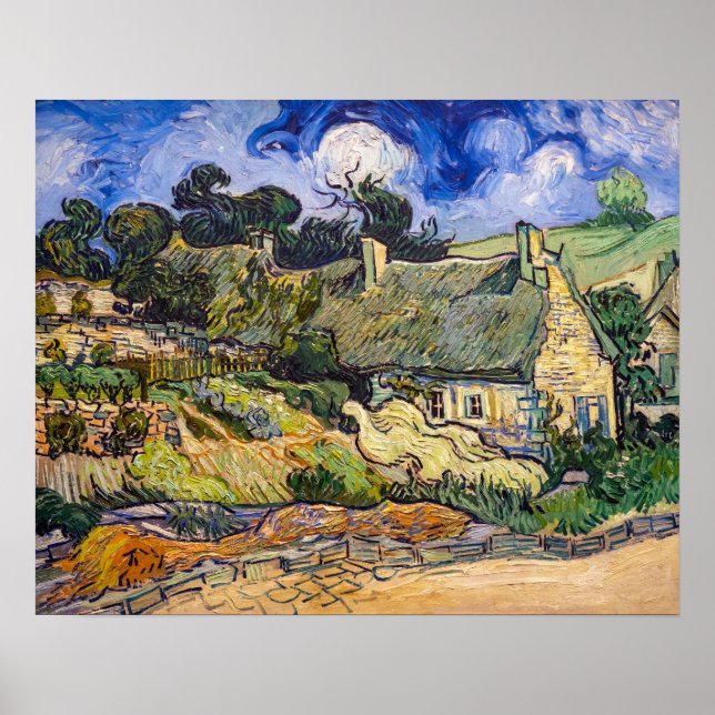 Poster Vincent Van Gogh - Cottages achados em Cordeville (Frente)