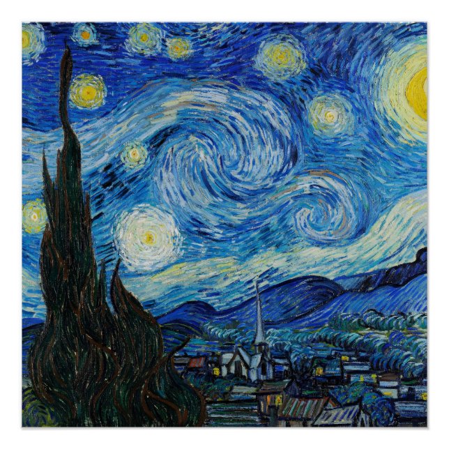 Pôster Vincent Van Gogh é a Noite Estrelada (Frente)