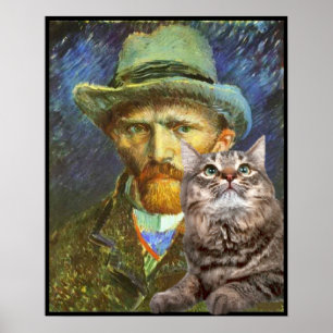 Pôster Vincent van Gogh e seu gato