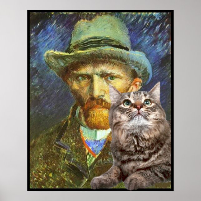 Pôster Vincent van Gogh e seu gato (Frente)