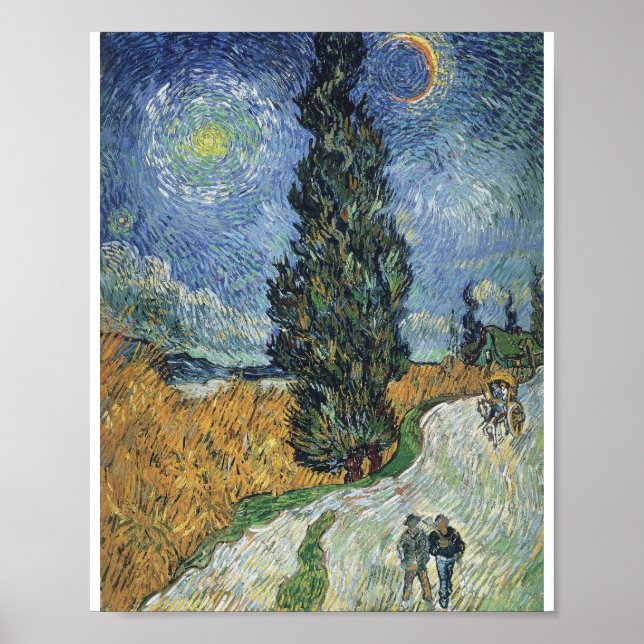 Poster Vincent Van Gogh - Estrada com Cypress e Star (Frente)