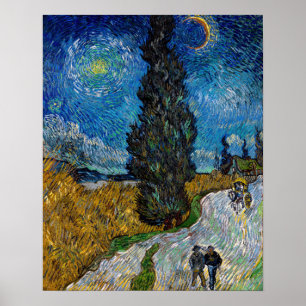 Poster Vincent van Gogh - Estrada com Cypress e Star