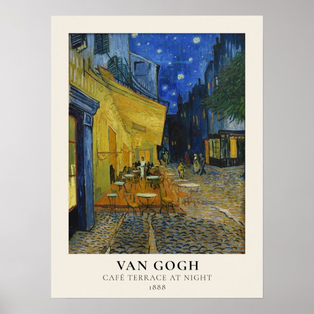 Poster Vincent Van Gogh famoso Cafe Terrace à Noite (Frente)