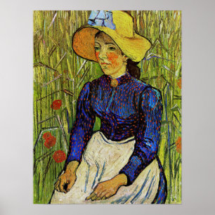 Poster Vincent van Gogh - Garota camponesa com chapéu de 